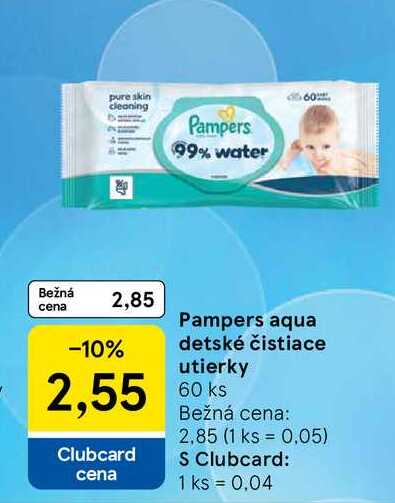 Pampers aqua detské čistiace utierky 60 ks