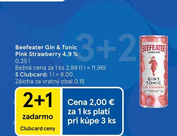 Beefeater Gin & Tonic Pink Strawberry 4,9% 0.25L