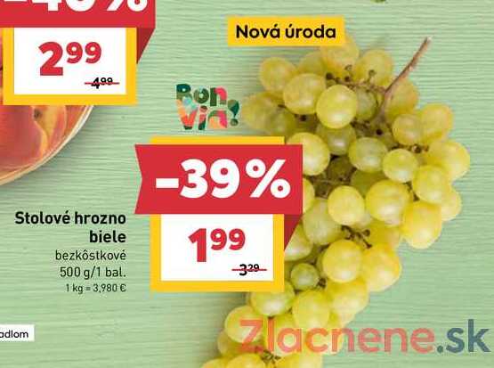 Stolové hrozno biele bezkôstkové 500 g/1 bal.