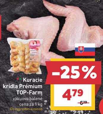 Kuracie krídla Prémium TOP-Farm vákuovo balené cena za 1 kg