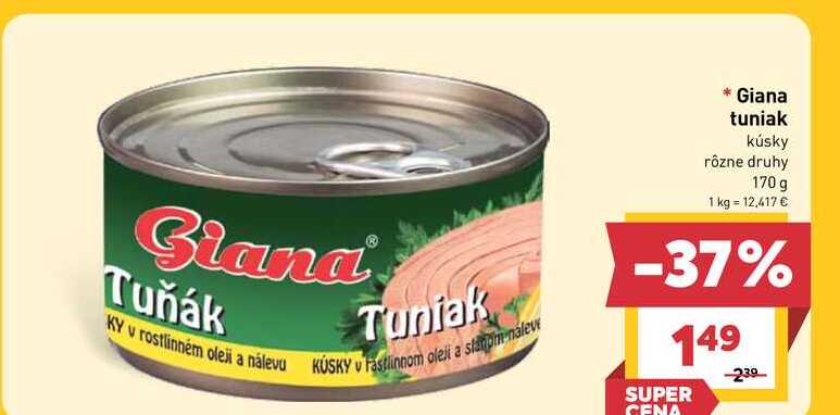 Giana tuniak kúsky rôzne druhy 170 g
