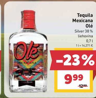 Tequila Mexicana Olé Silver 38% liehovina 0,7 l