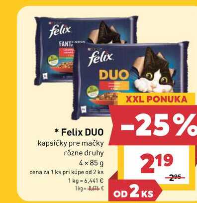 Felix DUO kapsičky pre mačky rôzne druhy 4 x 85 g