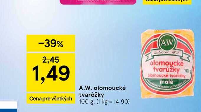 A.W. olomoucké tvarôžky 100 g