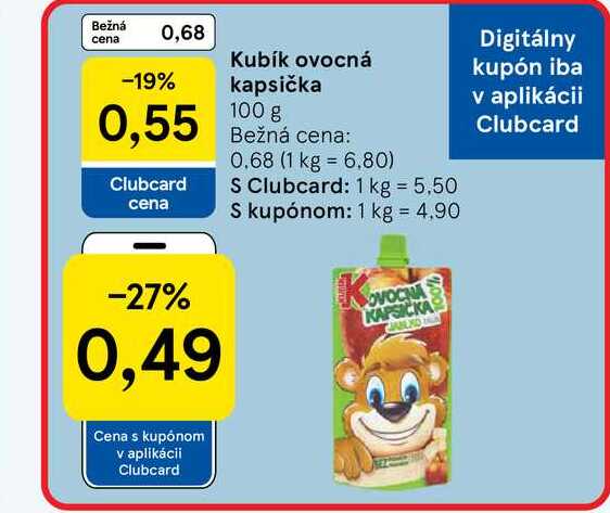 Kubík ovocná kapsička 100g
