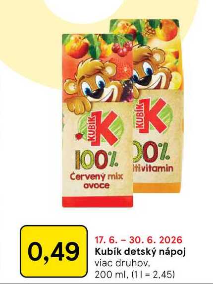 Kubik detský nápoj viac druhov 200 ml