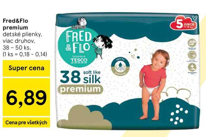 Fred&Flo premium detské plienky viac druhov, 38-50 ks