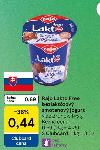 Rajo Lakto Free bezlaktózový smotanový jogurt viac druhov 145 g 