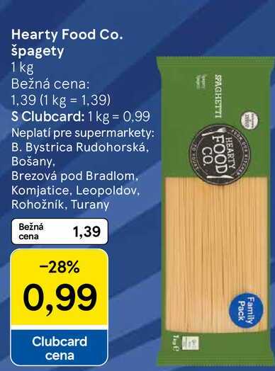 Hearty Food Co. špagety 1 kg