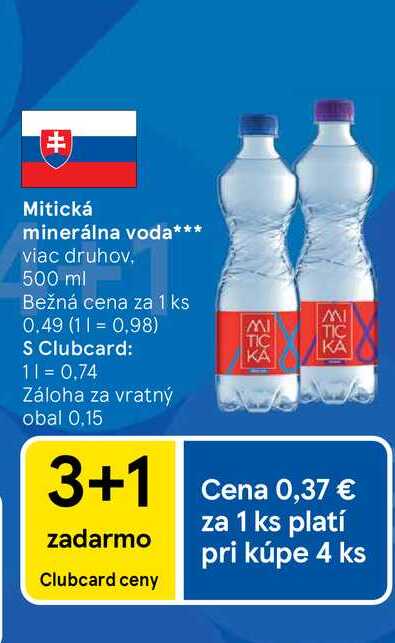Mitická minerálna voda 500 ml  v akcii