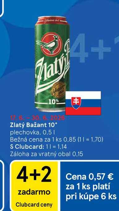Zlatý Bažant 10° plechovka, 0,5l