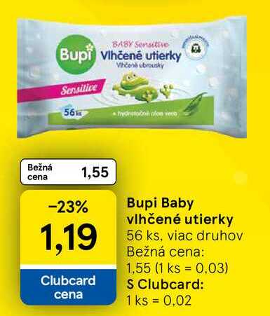 Bupi Vlhčené utierky Sensitive 56 ks