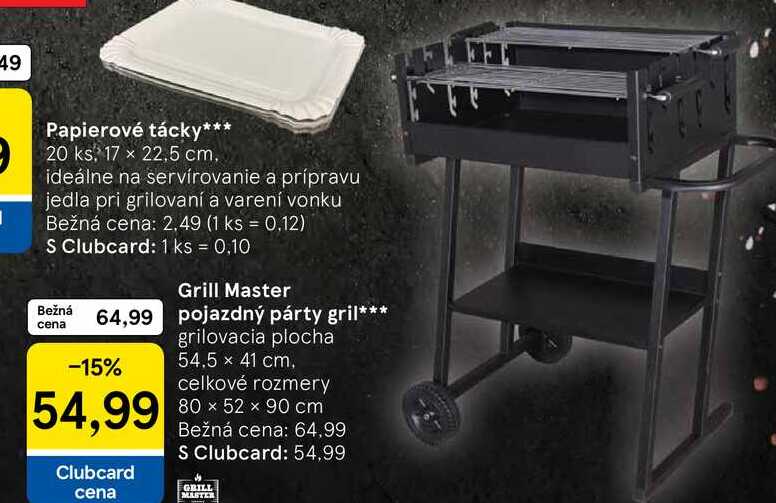 Grill Master pojazdný párty gril grilovacia plocha 54.5 x 41 cm, celkové rozmery 80 x 52 x 90 cm  v akcii
