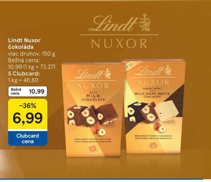 Lindt Nuxor čokoláda viac druhov, 150 g