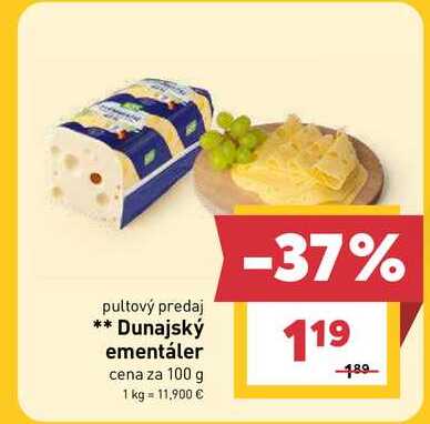 Dunajský ementáler cena za 100 g