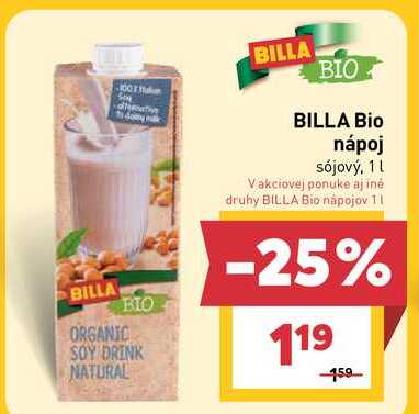 BILLA Bio nápoj sójový, 1l