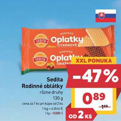 Sedita Rodinné oblátky rôzne druhy 130 g