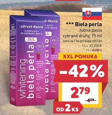 Biela perla zubná pasta vybrané druhy, 75 ml
