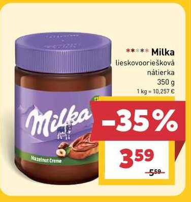 Milka lieskovooriešková nátierka 350 g