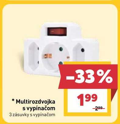 Multirozdvojka s vypínačom 3 zásuvky s vypínačom 