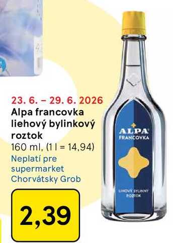 Alpa francovka liehový bylinkový roztok 160 ml