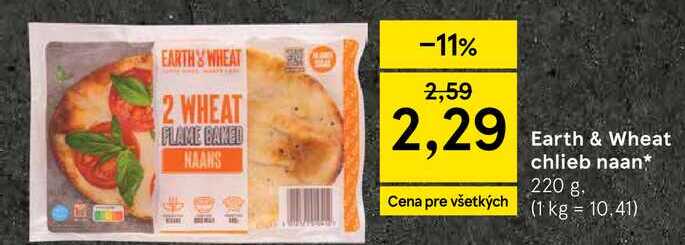 Earth & Wheat chlieb naan 220 g v akcii