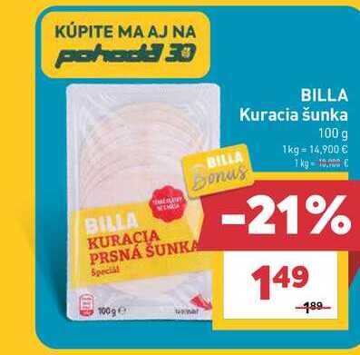 BILLA Kuracia šunka 100 g 