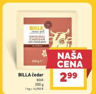 BILLA čedar blok 200 g 