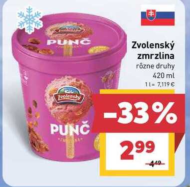 Zvolenský zmrzlina rôzne druhy 420 ml