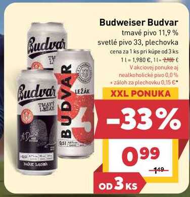 Budvar tmavé pivo 11,9% 0.5l plechovka
