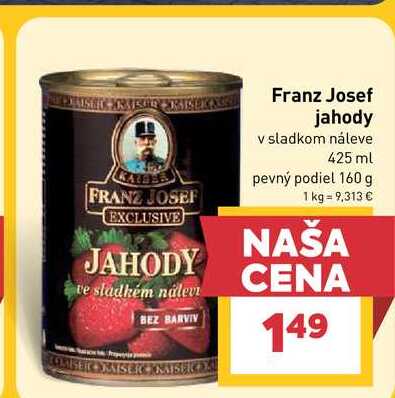Franz Josef jahody v sladkom náleve 425 ml 