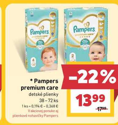 Pampers premium care detské plienky 38-72 ks 