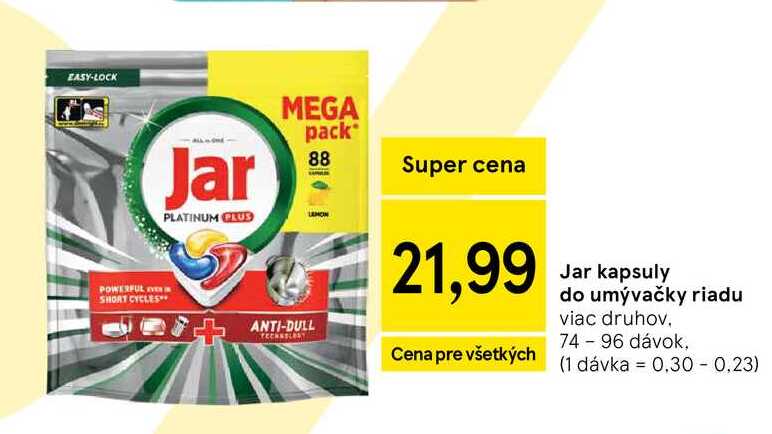 Jar kapsuly do umývačky riadu viac druhov, 74 - 96 dávok