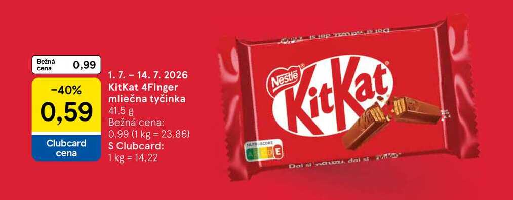KitKat 4Finger mliečna tyčinka 41.5g