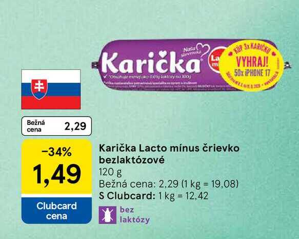 Karička Lacto mínus črievko bezlaktózové 120g