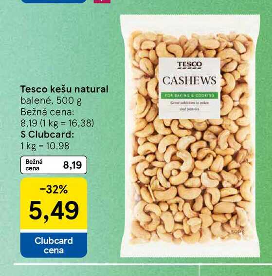 Tesco kešu natural balené 500 g