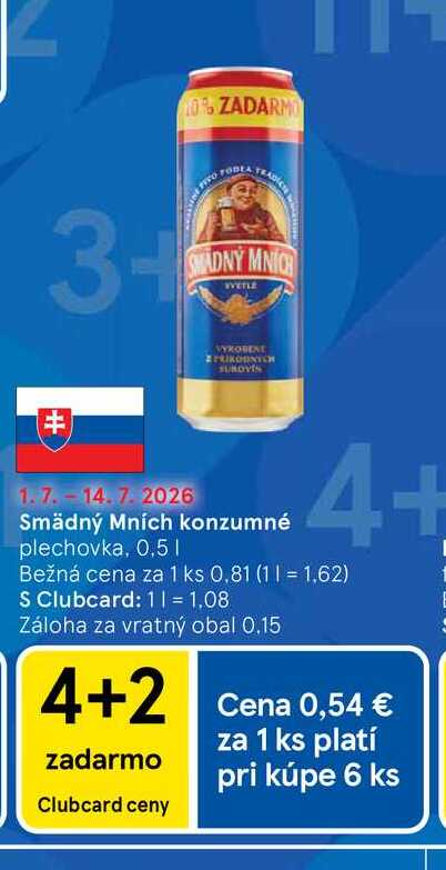 Smädný Mních konzumné plechovka, 0,5l