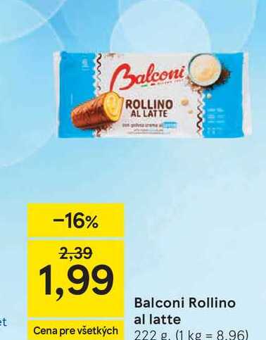 Balconi Rollino al latte Cena pre všetkých 222 g