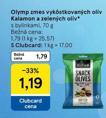 Olymp zmes vykôstkovaných olív Kalamon a zelených olív s bylinkami, 70 g 