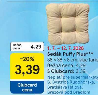 Sedák Puffy Plus 38 x 38 x 8 cm, viac farieb