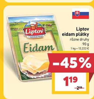 Liptov eidam plátky rôzne druhy 90 g