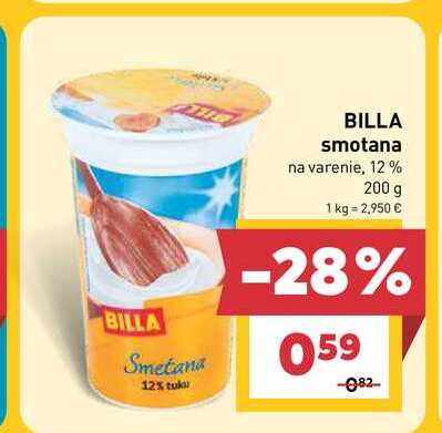 BILLA smotana na varenie, 12% 200 g v akcii