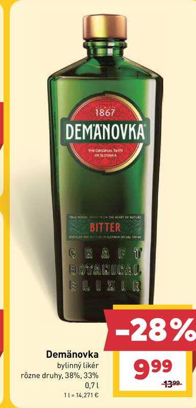 Demänovka bylinný likér rôzne druhy, 38%, 33% 0,7l