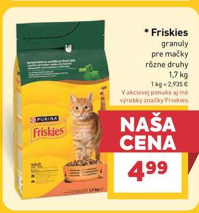 Friskies granuly pre mačky rôzne druhy 1,7 kg