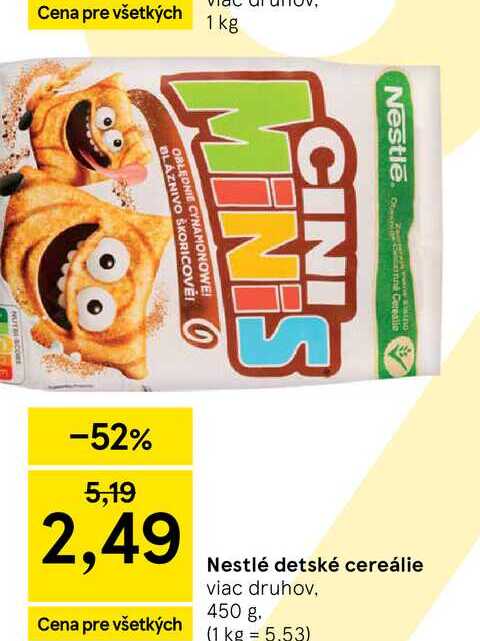 Nestlé detské cereálie viac druhov, 450 g