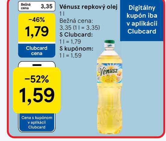 Vénusz repkový olej 1L v akcii