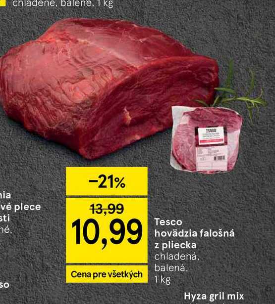 Tesco hovädzia falošná z pliecka chladená, balená, 1 kg
