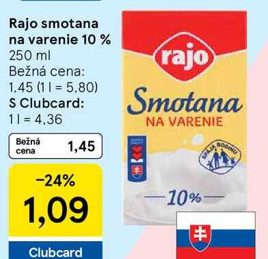 Rajo smotana na varenie 10% 250 ml  v akcii