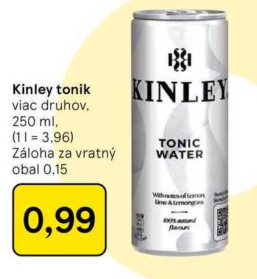 Kinley tonik viac druhov, 250 ml