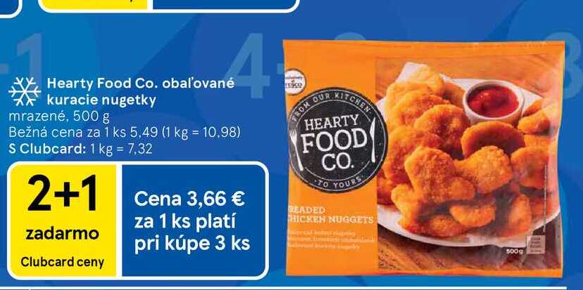 Hearty Food Co. obaľované kuracie nugetky mrazené, 500 g
